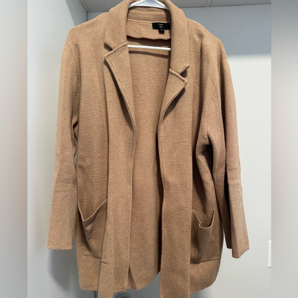 J Crew tan sweater blazer
